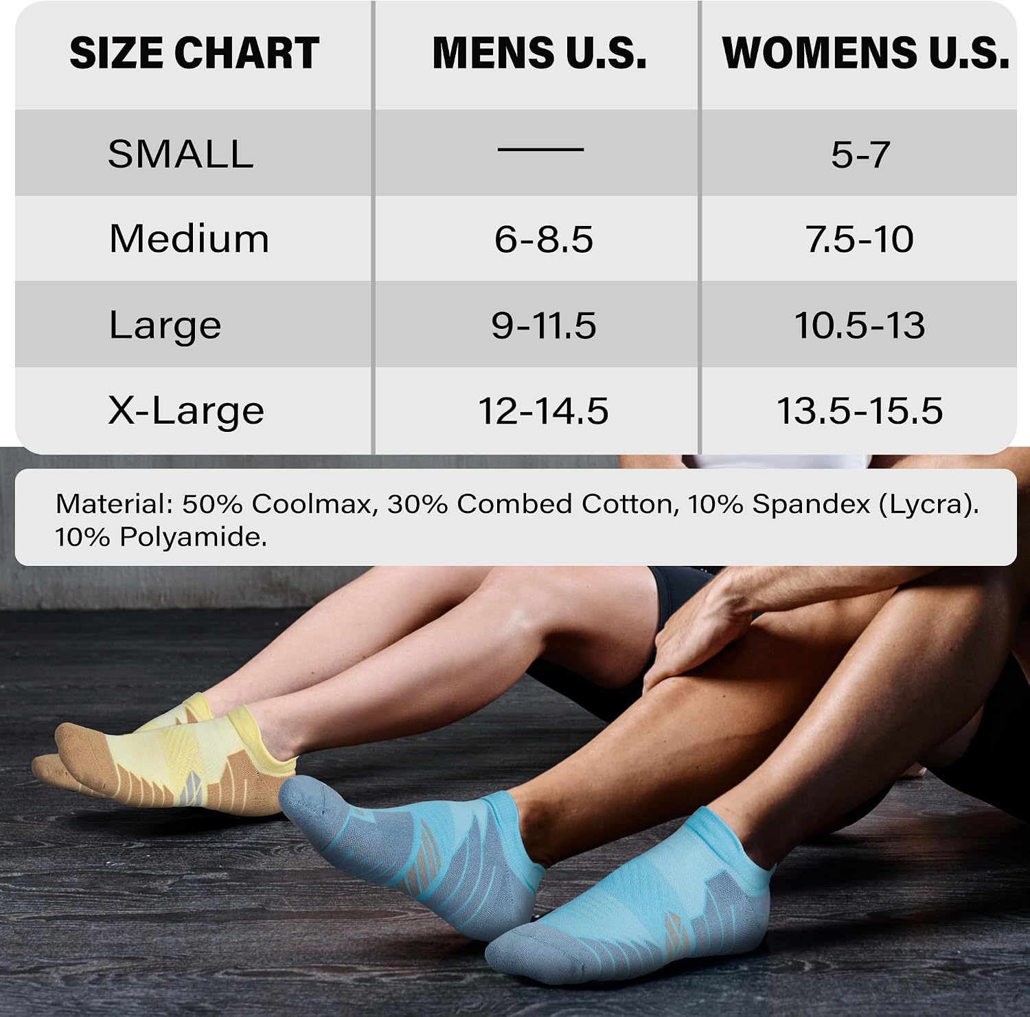 Hylaea Unisex Coolmax No Show Athletic Running Socks, Cushioned No Blisters