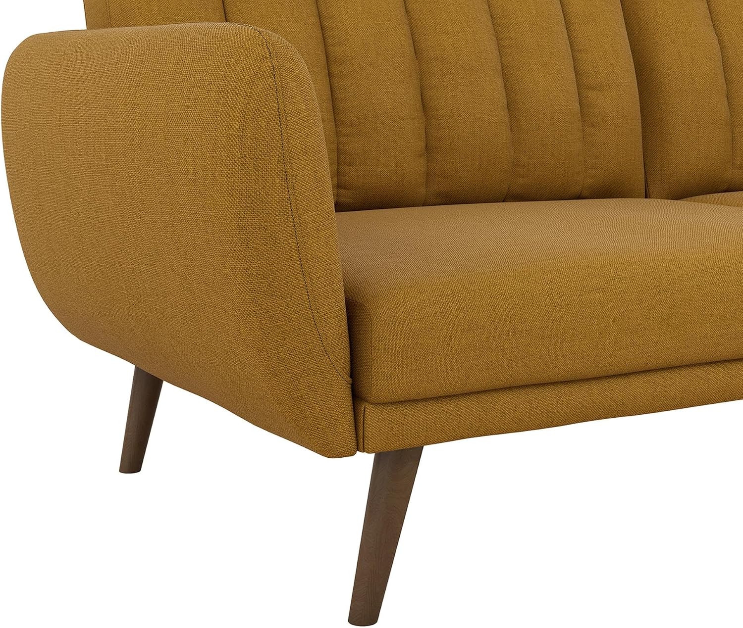 Novogratz Brittany Futon Sofa Bed and Couch Sleeper, Camel Faux Leather