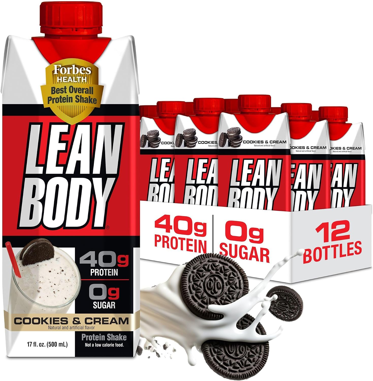 Labrada Lean Body Ready-to-Drink Chocolate Protein Shake, 40g Protein, Whey Blend, 0 Sugar, Gluten Free, 22 Vitamins & Minerals, LABRADA, 17 Fl Oz (Pack of 12)
