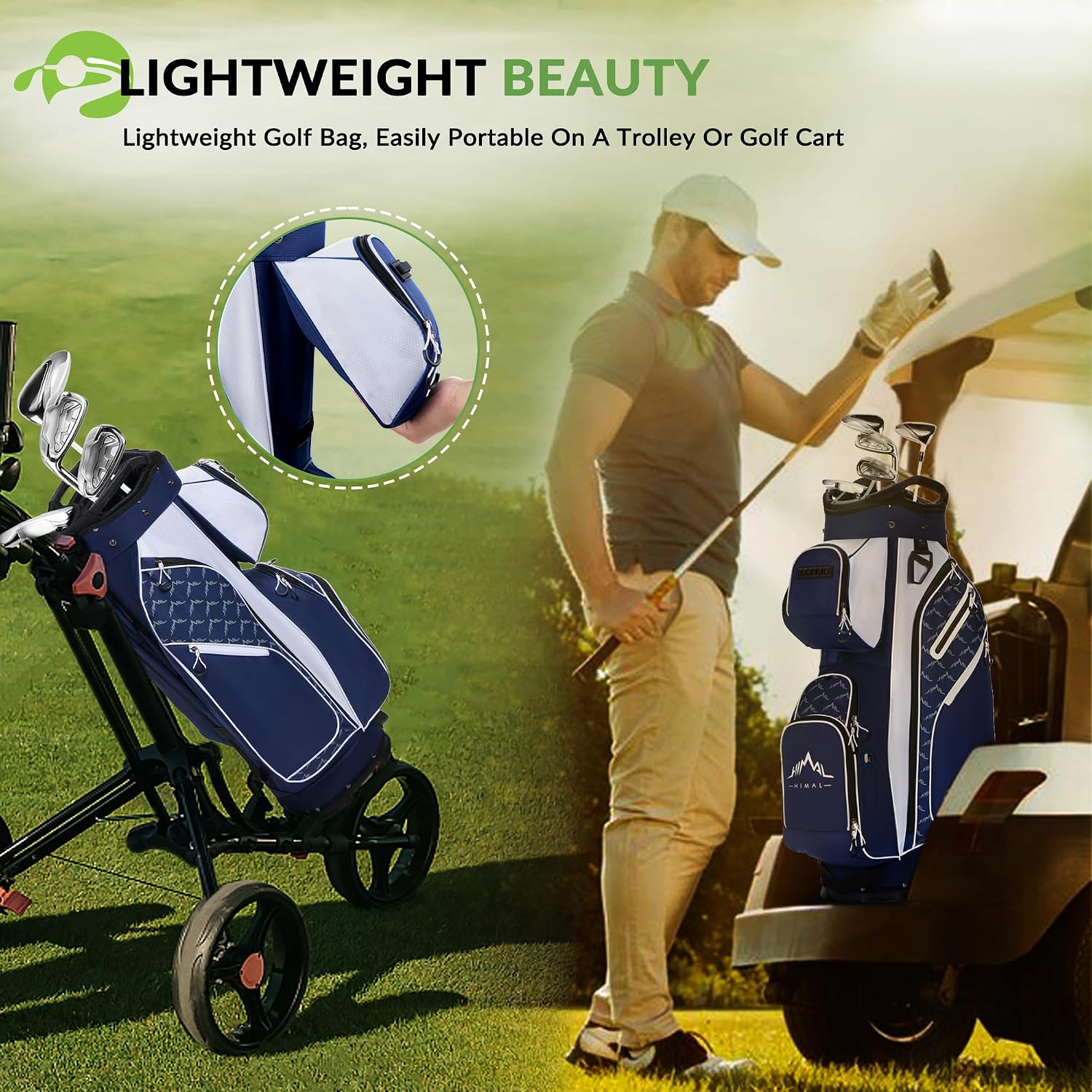 14-Way Golf Cart Bag, Full-Length Divider, Large Storage | Handles,Rain Cover,Multiple Pockets