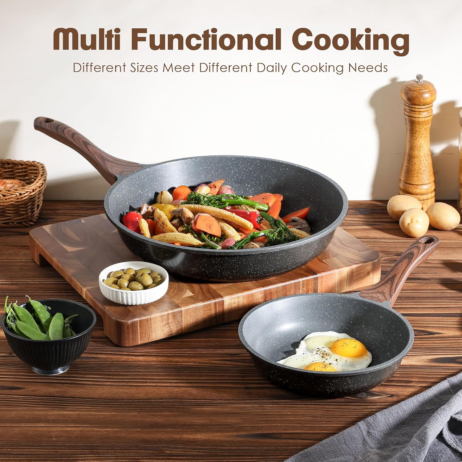SENSARTE Nonstick Frying Pan Skillet, Swiss Granite Coating Omelette Pan, Healthy Stone Cookware Chef's Pan