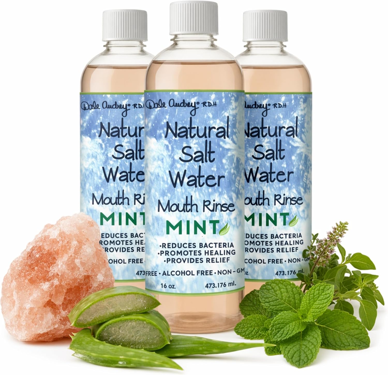Dale Audrey Pink Himalayan Salt Water Rinse, Cinnamon Mouthwash, 16 oz