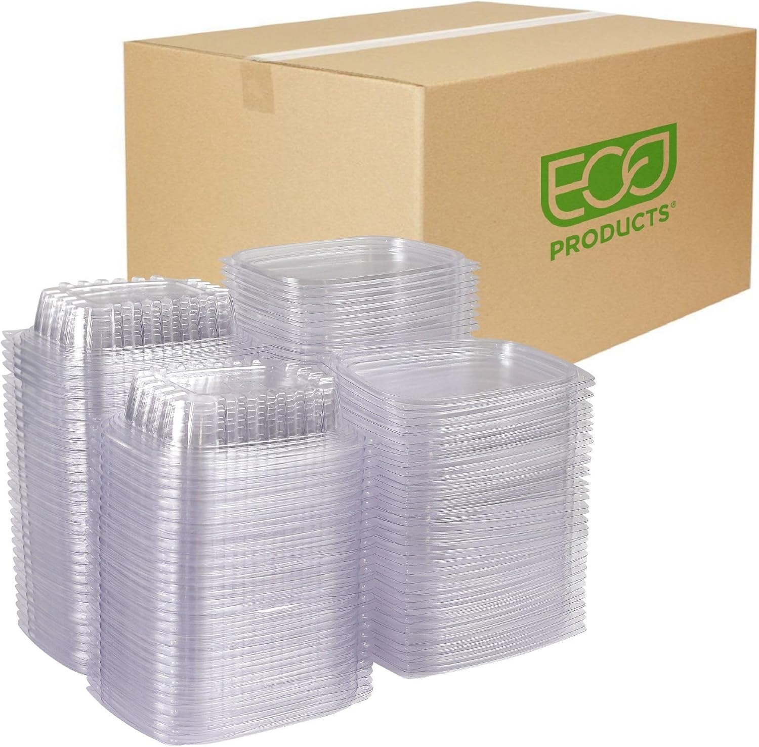Eco-Products EPRC32 Renewable & Compostable Rectangular Deli Containers - 32oz., 50 Per Pack (Case of 4 Packs), clear