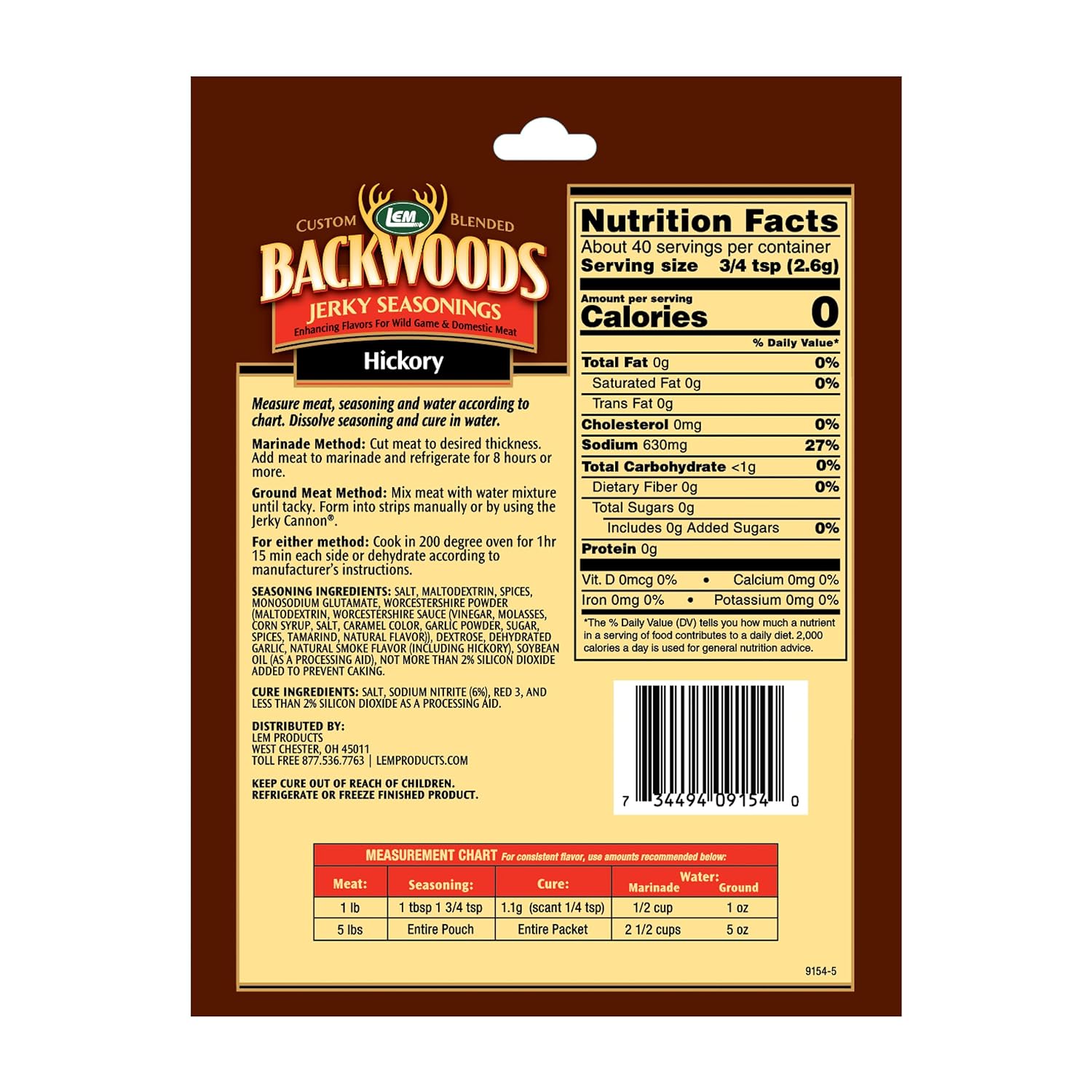 Backwoods Hickory Seasoning with Cure Packet