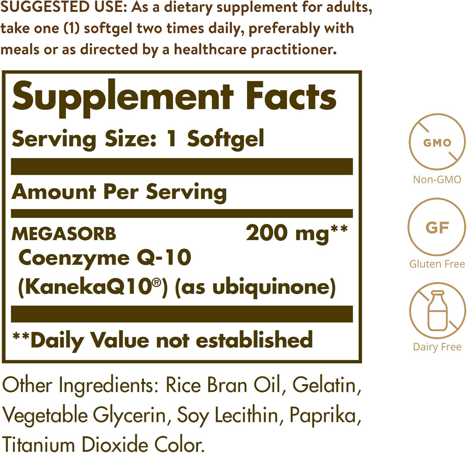 Solgar Megasorb CoQ-10 200 mg, 60 Softgels, Supports Heart & Brain Function | Coenzyme Q10 Supplement, Enhanced Absorption, Non-GMO, Gluten Free