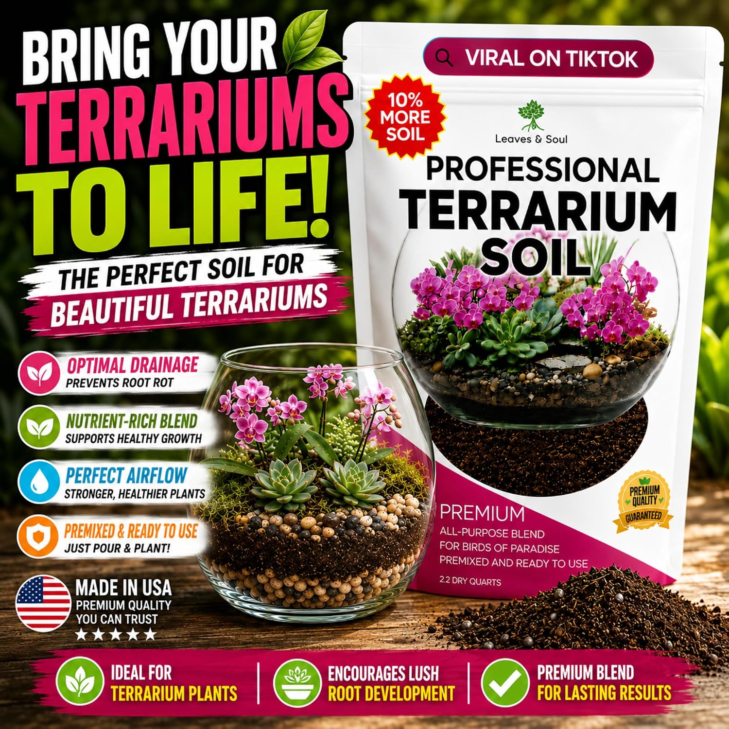 Professional Bonsai Soil Mix Ready to Use | Large 2.2 Quarts, Premium Potting Soil for Bonsai Trees