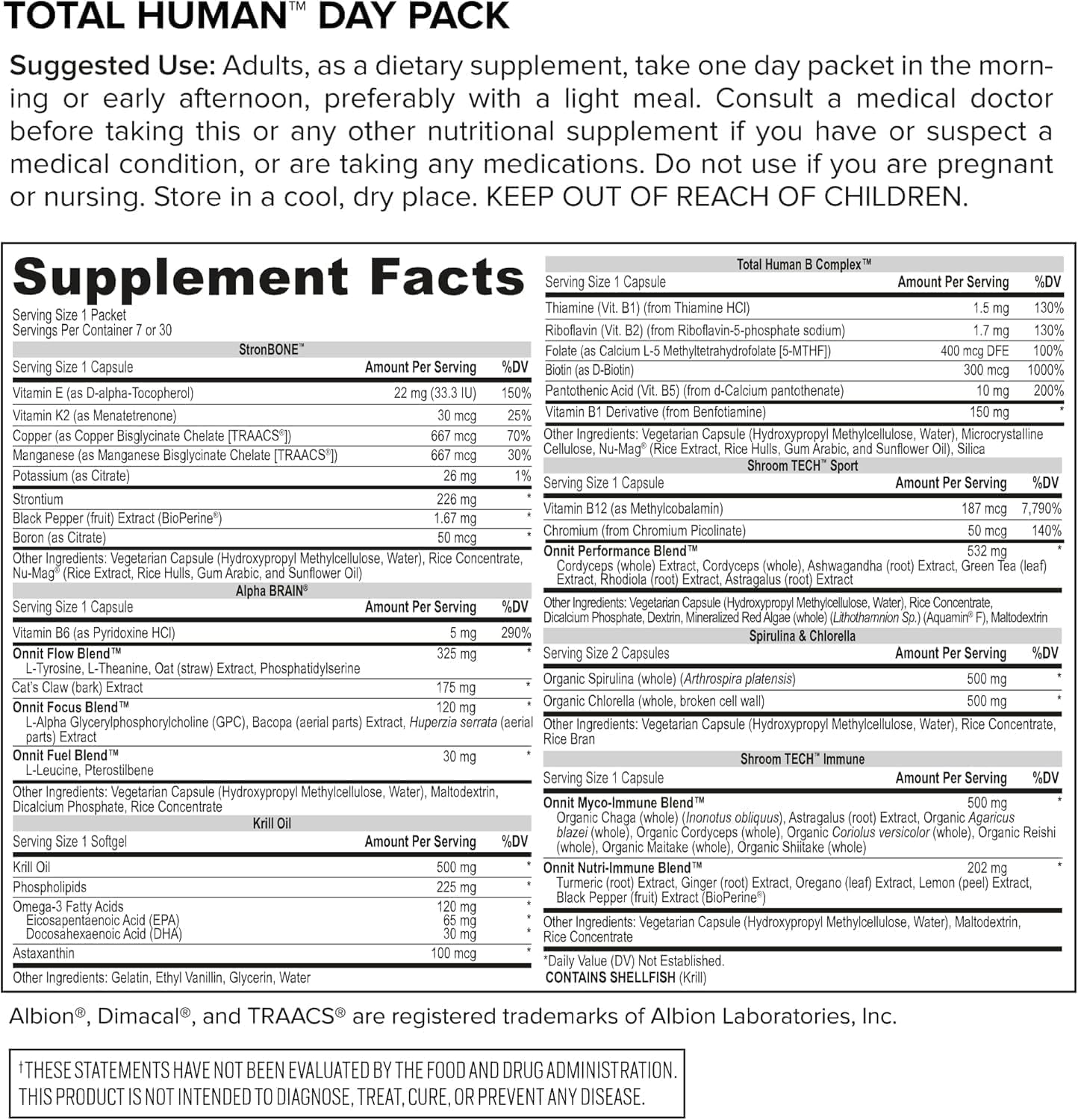 ONNIT Total Human Daily Multivitamin Packs for Men & Women, 30-Day Supply