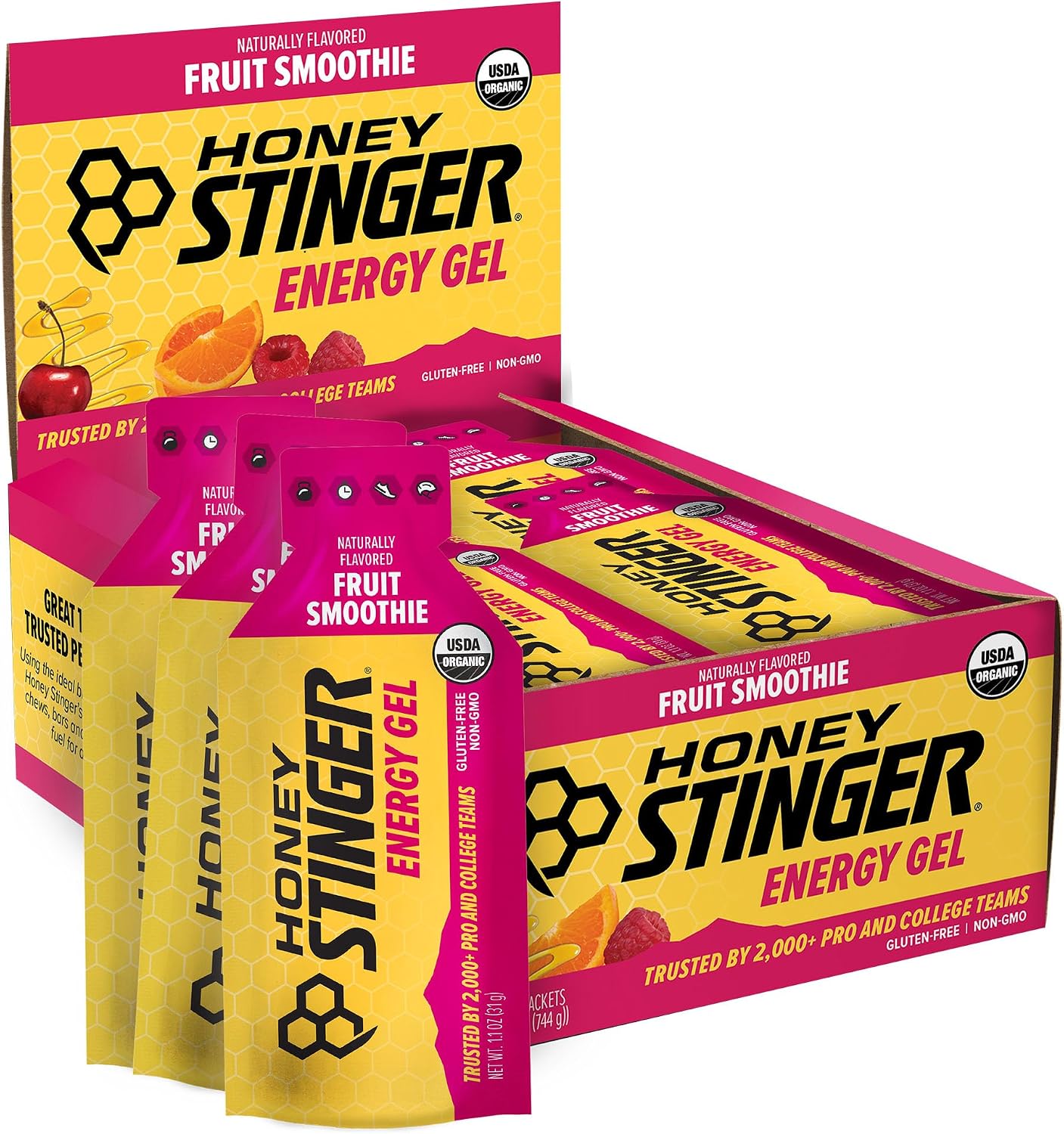 Honey Stinger Gold Energy Gel, Gluten Free & Caffeine Free, for Exercise, Running and Performance, Sports Nutrition for Home & Gym, Pre and Mid Workout, 24 Pack, 26.4 Ounce | sports-nutrition-endurance-and-energy-chews