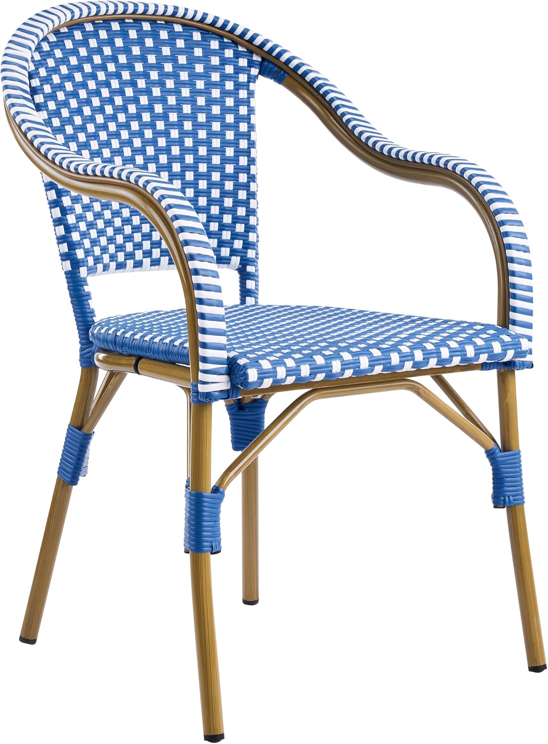 Christopher Knight Home Gwendolyn Outdoor French Bistro Chairs (Set of 4), Black + White + Bamboo Print Finish
