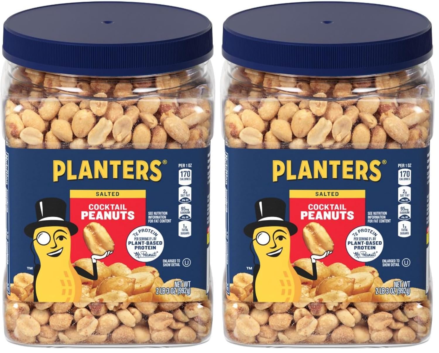 PLANTERS Salted Peanuts, Plant Based Protein Snacks, 2.19lbs (1 Ct)