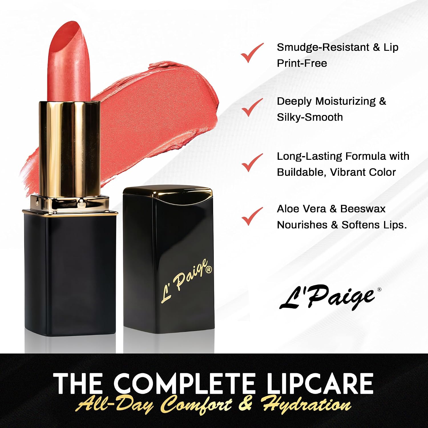 L’Paige Rosy Pearl Lipstick | Sheer Neutral Rose Lip Color | Aloe Vera Moisturizing Formula | Long-Lasting Hydrating Finish | Soft Silvery Pink Shade L56