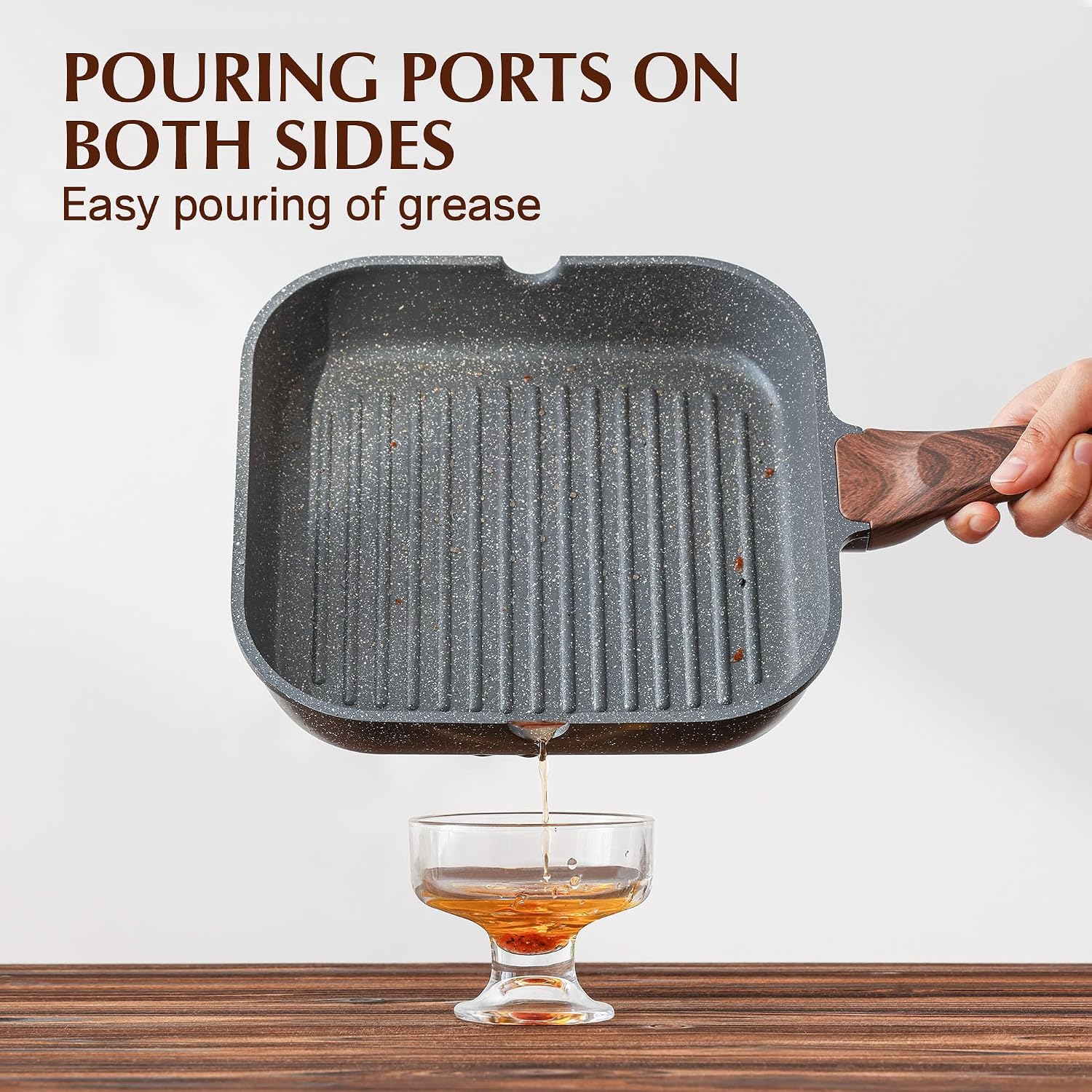 SENSARTE Nonstick Griddle Grill Pan, Pro-Grid Reversible Grill & Griddle Pan, Two Burner Cast Aluminum