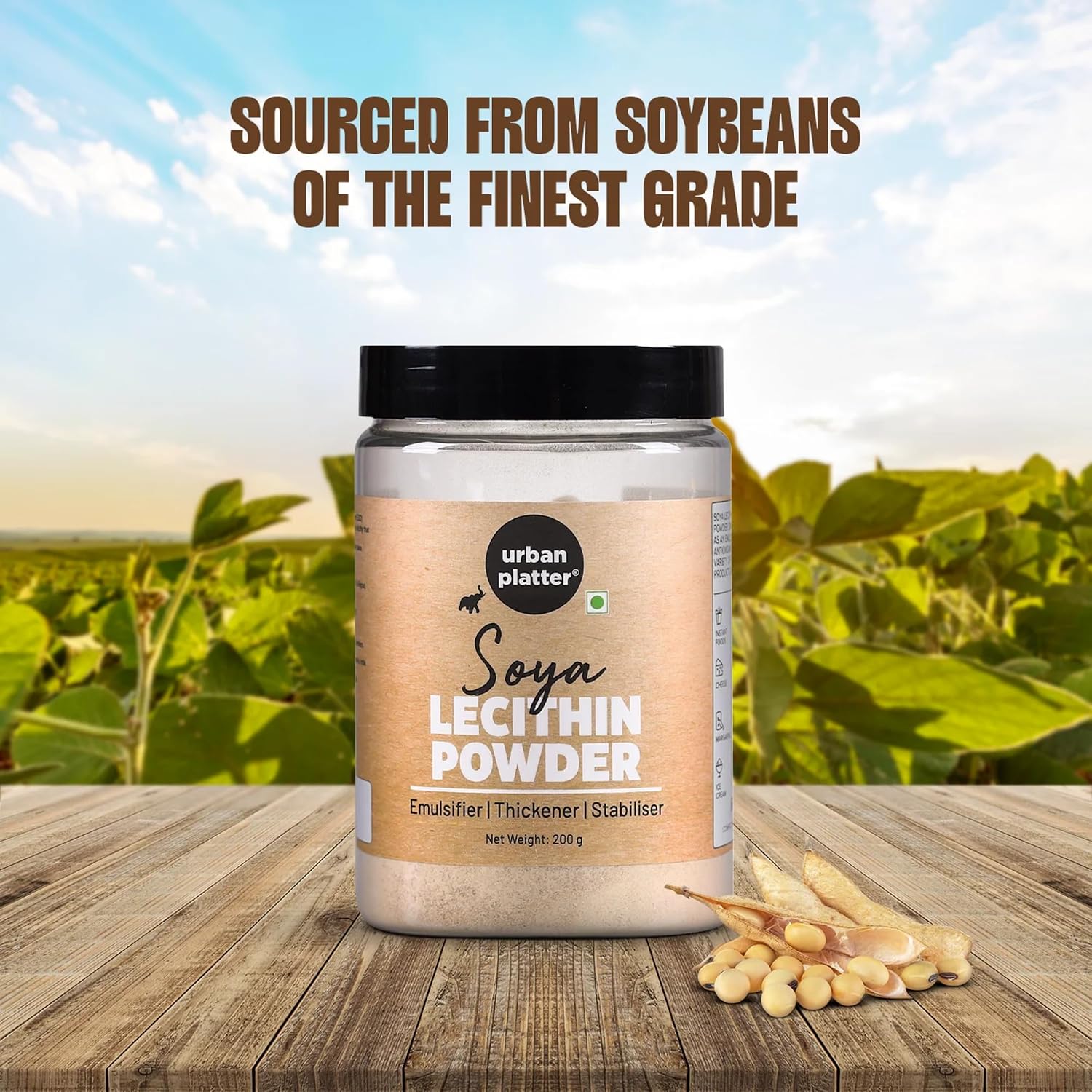 Urban Platter SOYA Lecithin Powder | 7.05 Oz (200g) | Natural Emulsifier, Thickener & Stabiliser | Plant-Based & Vegan | Ideal for Baking, Chocolates