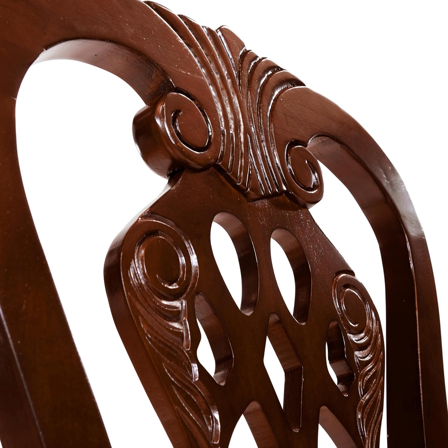 Furniture of America Madeline Traditional Solid Wood Kitchen and Dining Room Chairs Set of 2 with Pattern Fabric Upholstered, Antique Padded Side Seat