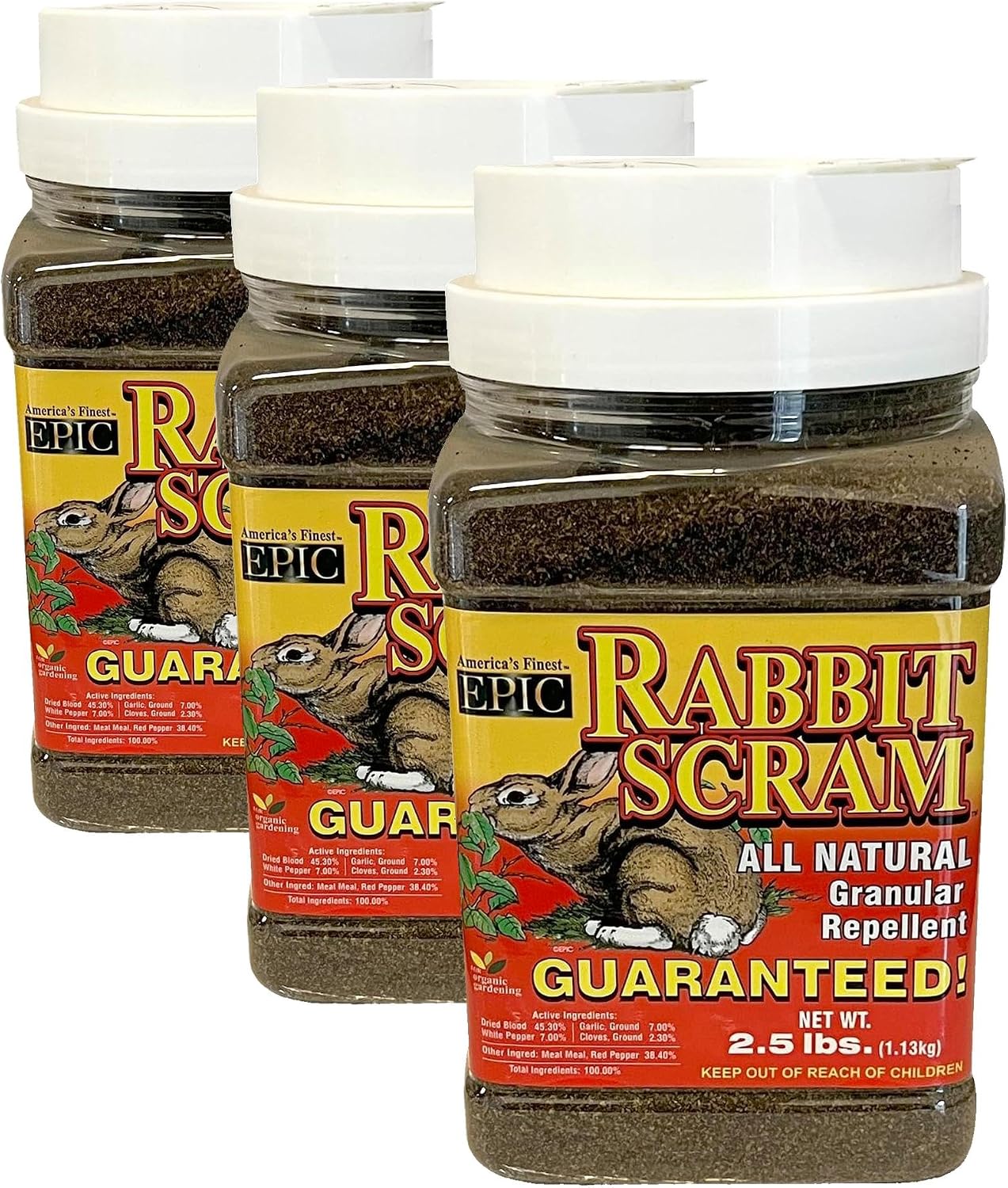 Rabbit Scram All Natural Granular Repellent - All-Natural, Animal, People and Pet Safe Granule (2.5 lb Shaker)