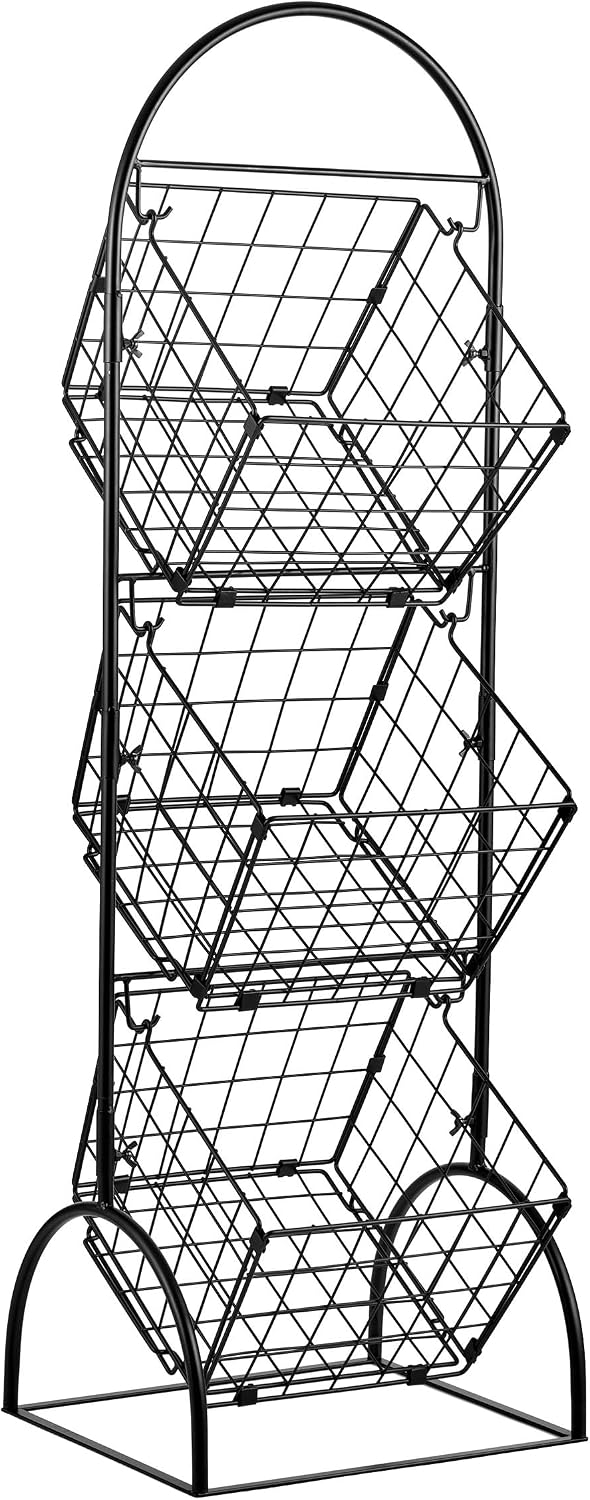 Sorbus 3-Tier Wire Market Basket Storage for Fruit, Vegetables, Toiletries, Household Items, Stylish Tiered Serving Stand for Kitchen