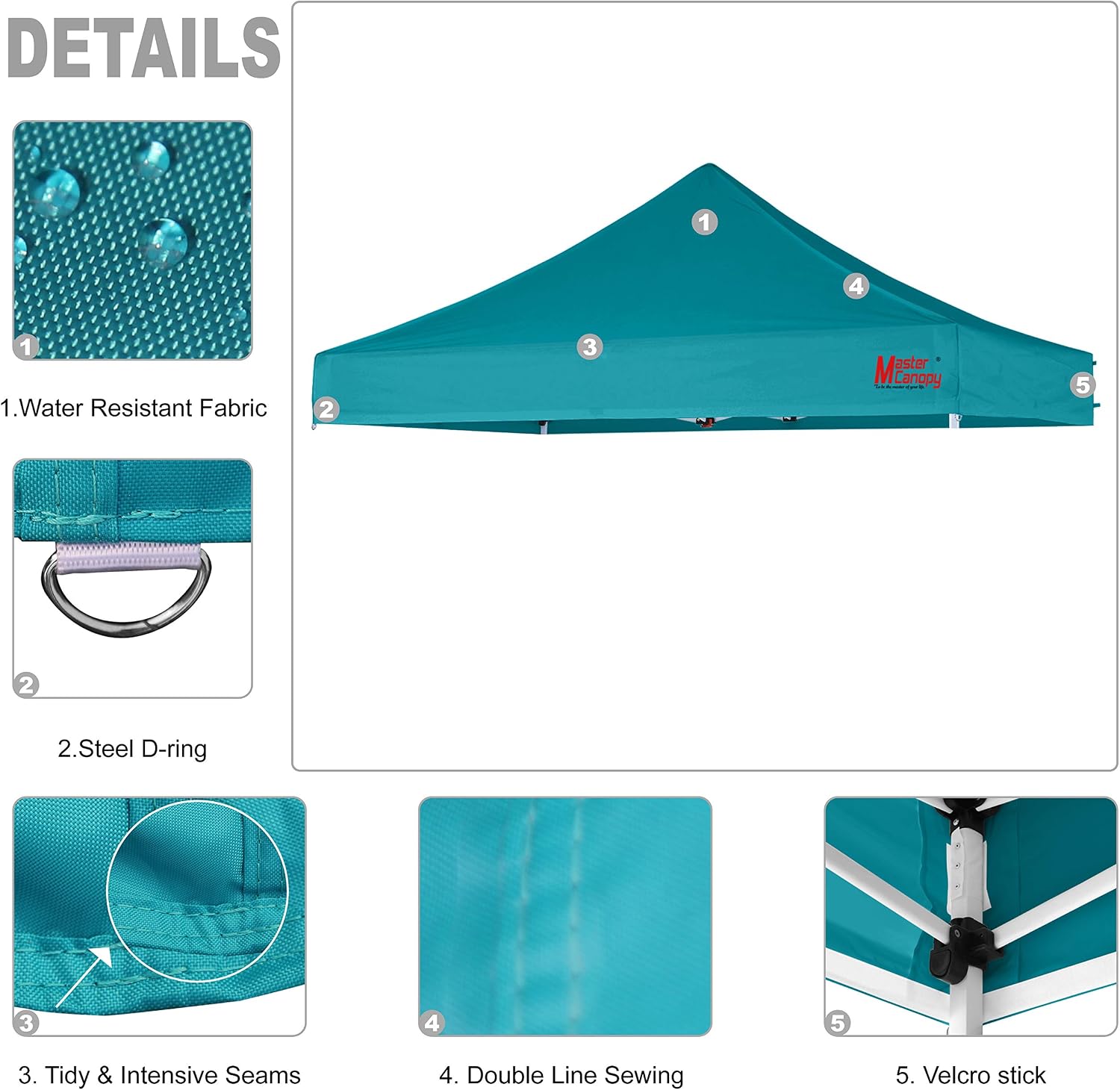 MASTERCANOPY 10x10 Replacement Pop Up Canopy Top for Kingkong Frame Gray