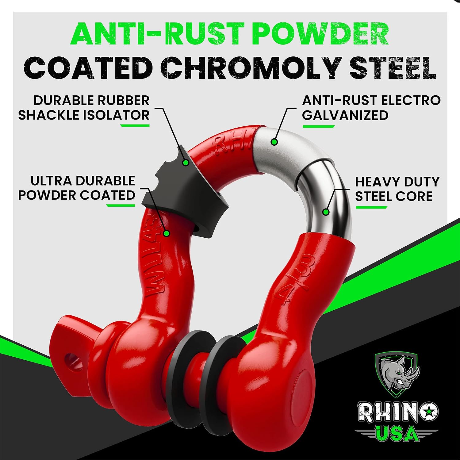 Rhino USA D Ring Shackles (2-Pack) - 41,850lb Break Strength