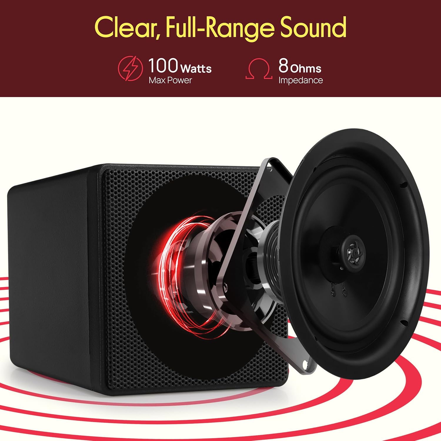 3" Mini Cube Bookshelf Speakers - 100W Small Bookshelf Speakers w/ 3" Paper Cone Driver