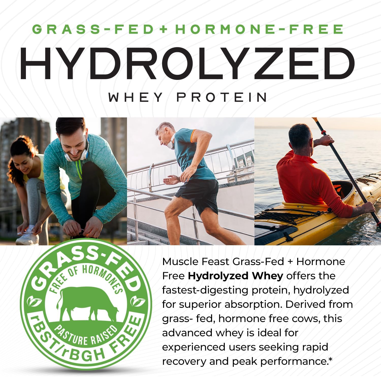 Muscle Feast Grass Fed Hydrolyzed Whey Protein Powder, Chocolate (2lb) | All Natural Hormone-Free, Hydro Whey Powder for Men and Women, Clean, Non-GMO, Delicious Hydrolyzed Protein Powder