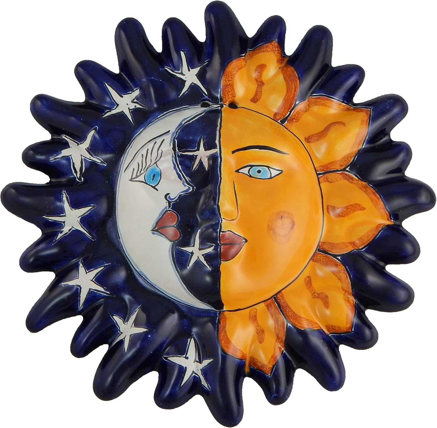 COLOR Y TRADICIÓN Mexican Talavera Ceramic Sun Face Wall Decor Hanging Pottery Folk Art # 13