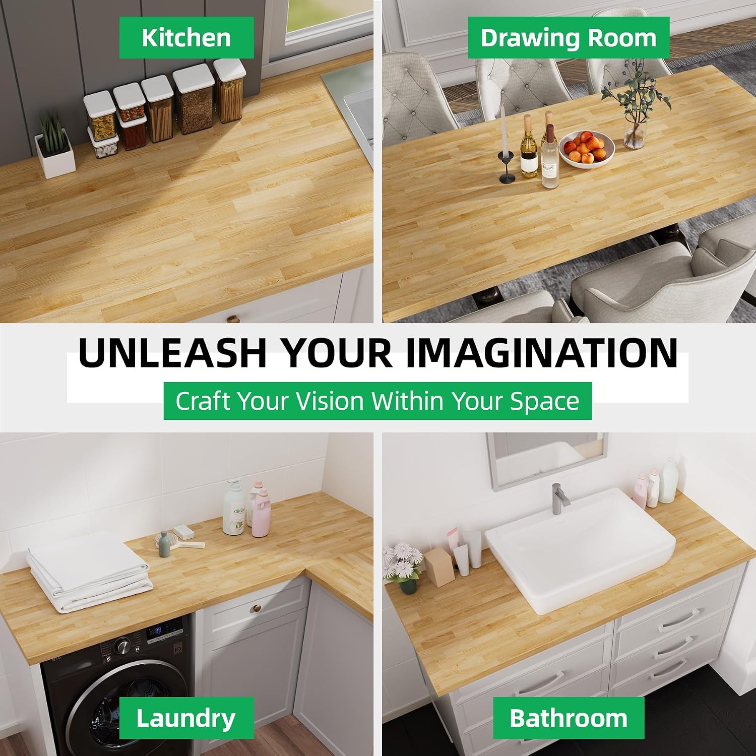 Butcher Block Countertop Wood Tabletop - 4FT Solid Birch Wood Table Top, Unfinished Hardwood Butcher Block Slab for Kitchen Countertops, Island, Desk Top, Workbench Top, Tabletop 50"x25"x1.5"