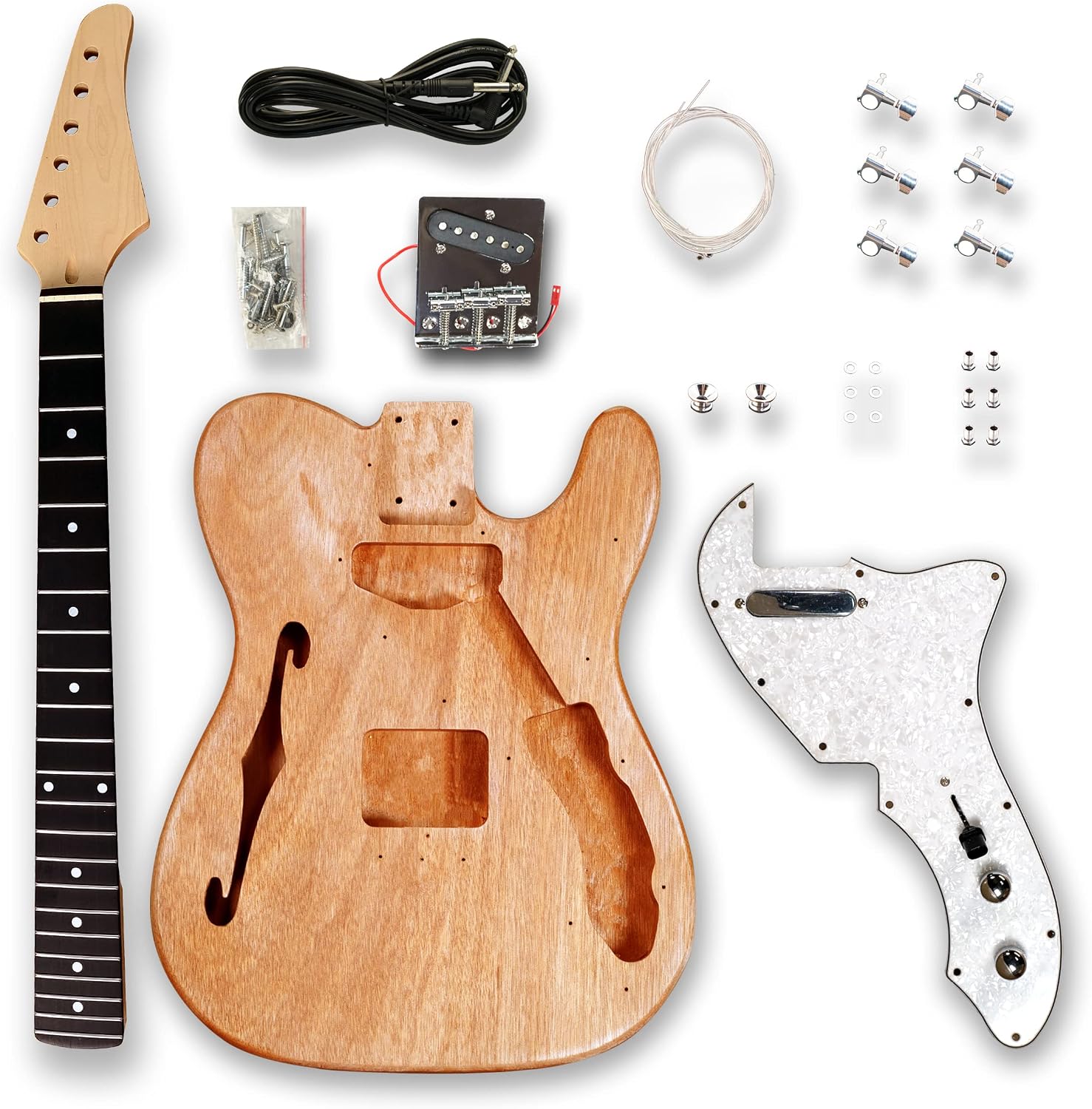 DIY Semi Hollow body Electric Guitar Kit Guitar Kits Beginner Kits okoume Body Maple Neck