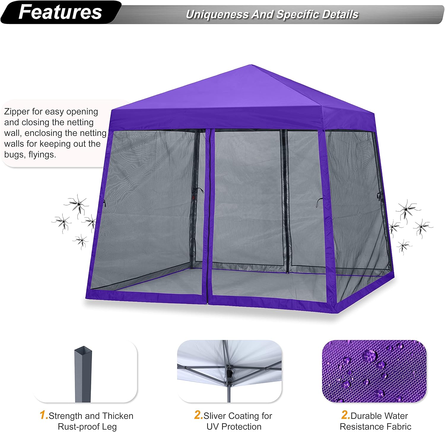 ABCCANOPY 10x10 Pop Up Canopy Tent, Slant Leg Outdoor Shade, Dark Gray