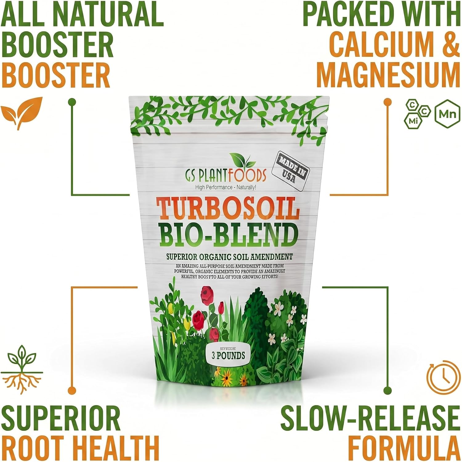 GS Plant Foods Turbo Bio-Blend Organic Soil Amendment Premium Brown 3 lbs