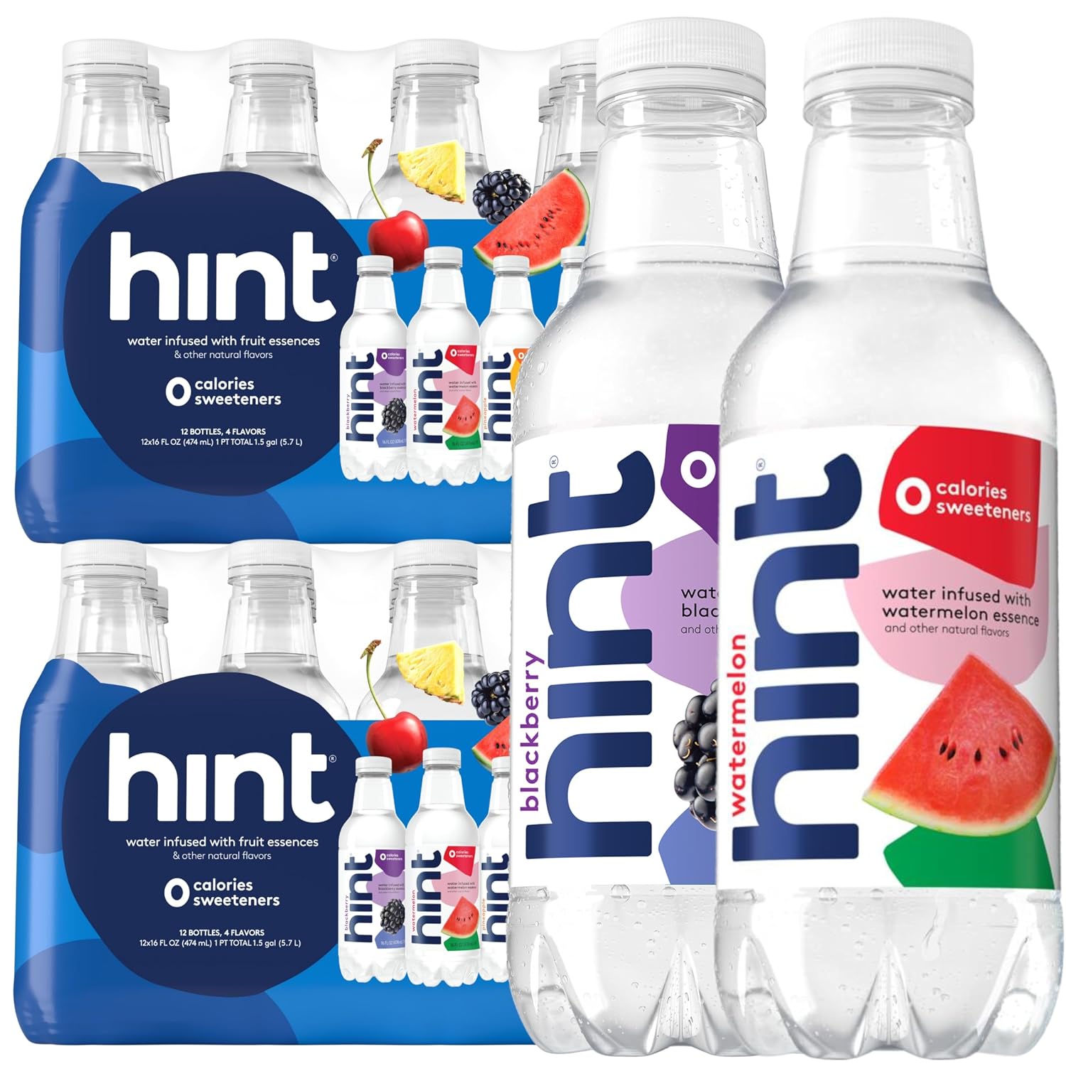Hint Flavored Water Zero Sugar 0 Calories - Pineapple 16 FL Oz (12 pack) | Crisp, refreshing water, fruit flavors. 0 calories, 0 sugar, 0 sweeteners. Hydration for wellness. Gluten-free, Kosher, Vegan