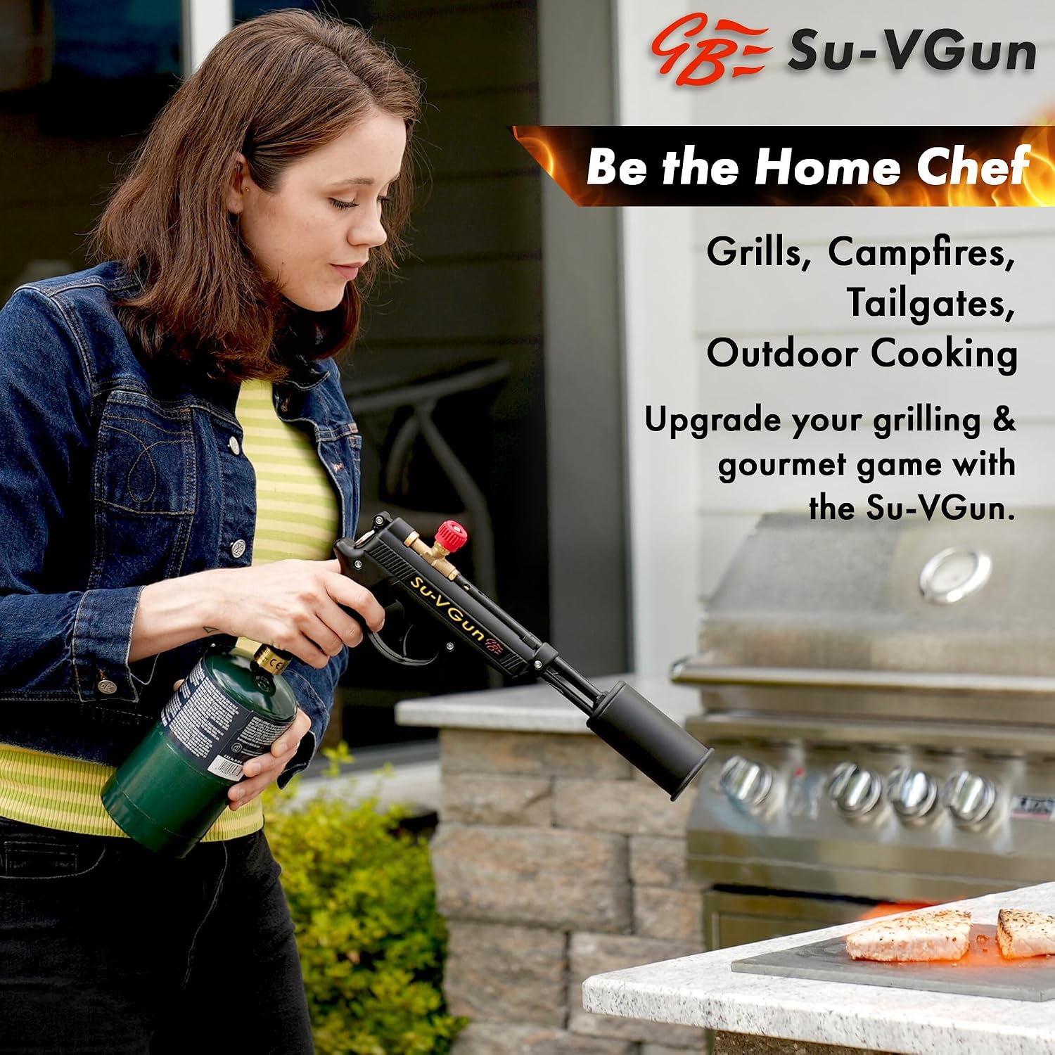 Grillblazer Su-VGun Propane Torch with Stand – High Power 240, 000+ BTU Flame Thrower Gun for Instant, Steak Searing, Charcoal Ignition