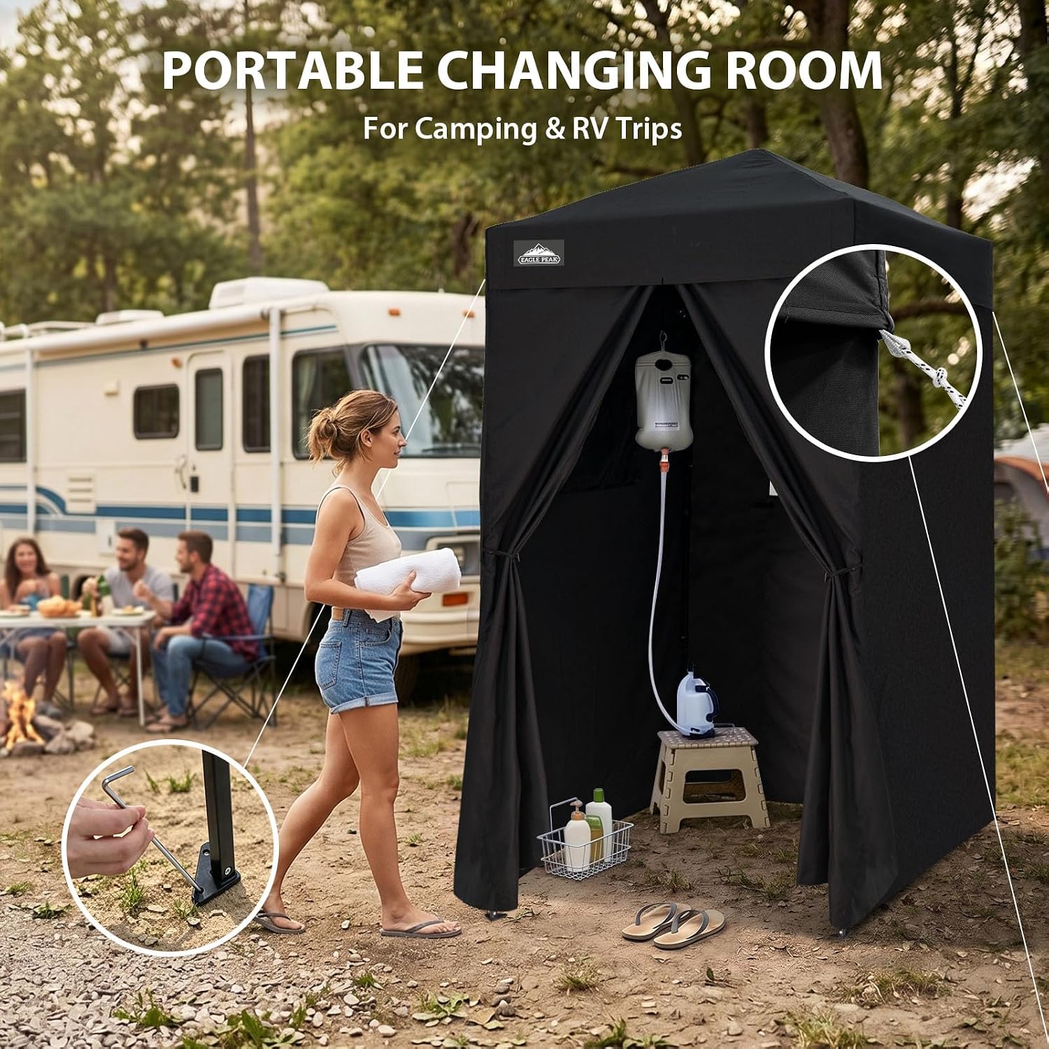 EAGLE PEAK 4x4 Pop Up Changing Tent, Outdoor Changing Room, Gray/White