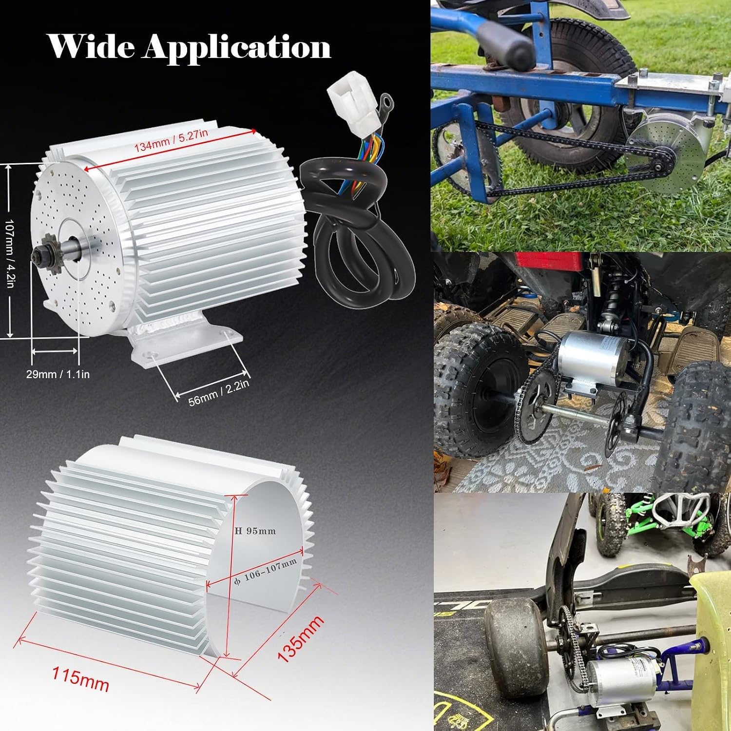 BLDC 72V 3000W Brushless Motor Kit with 50A Controller, Throttle, Pedal