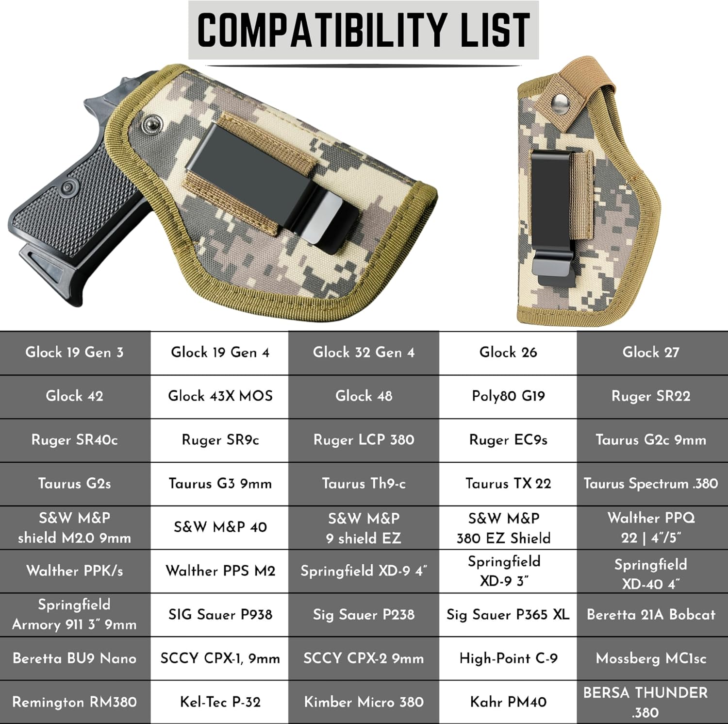Gun Holsters for Men/Women, 380 Holster for Pistols, Universal Airsoft Right/Left, IWB/OWB 9mm Holsters for Concealed Carry, Fits Glock