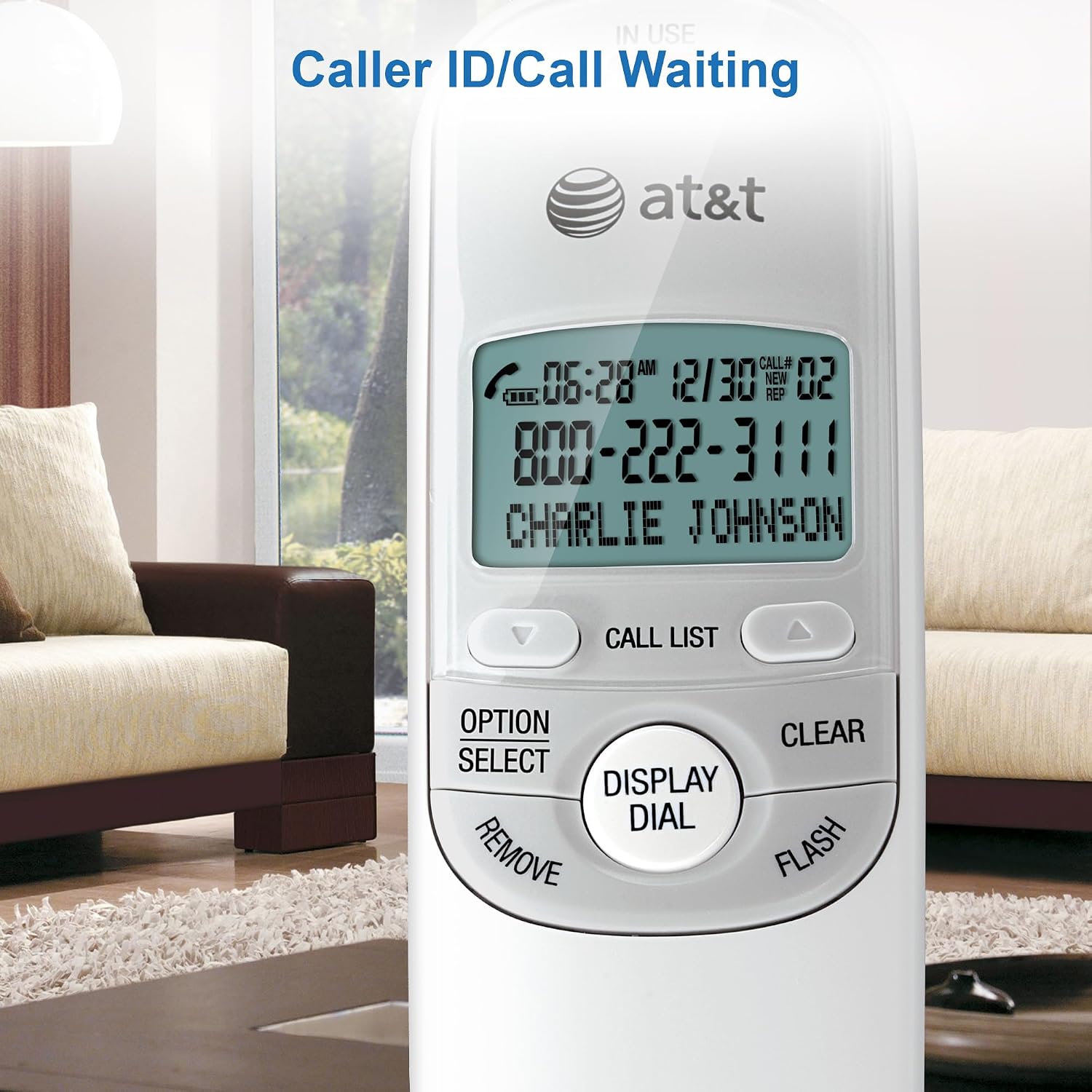 AT&T TR1909 Trimline Corded Phone with Caller ID, White