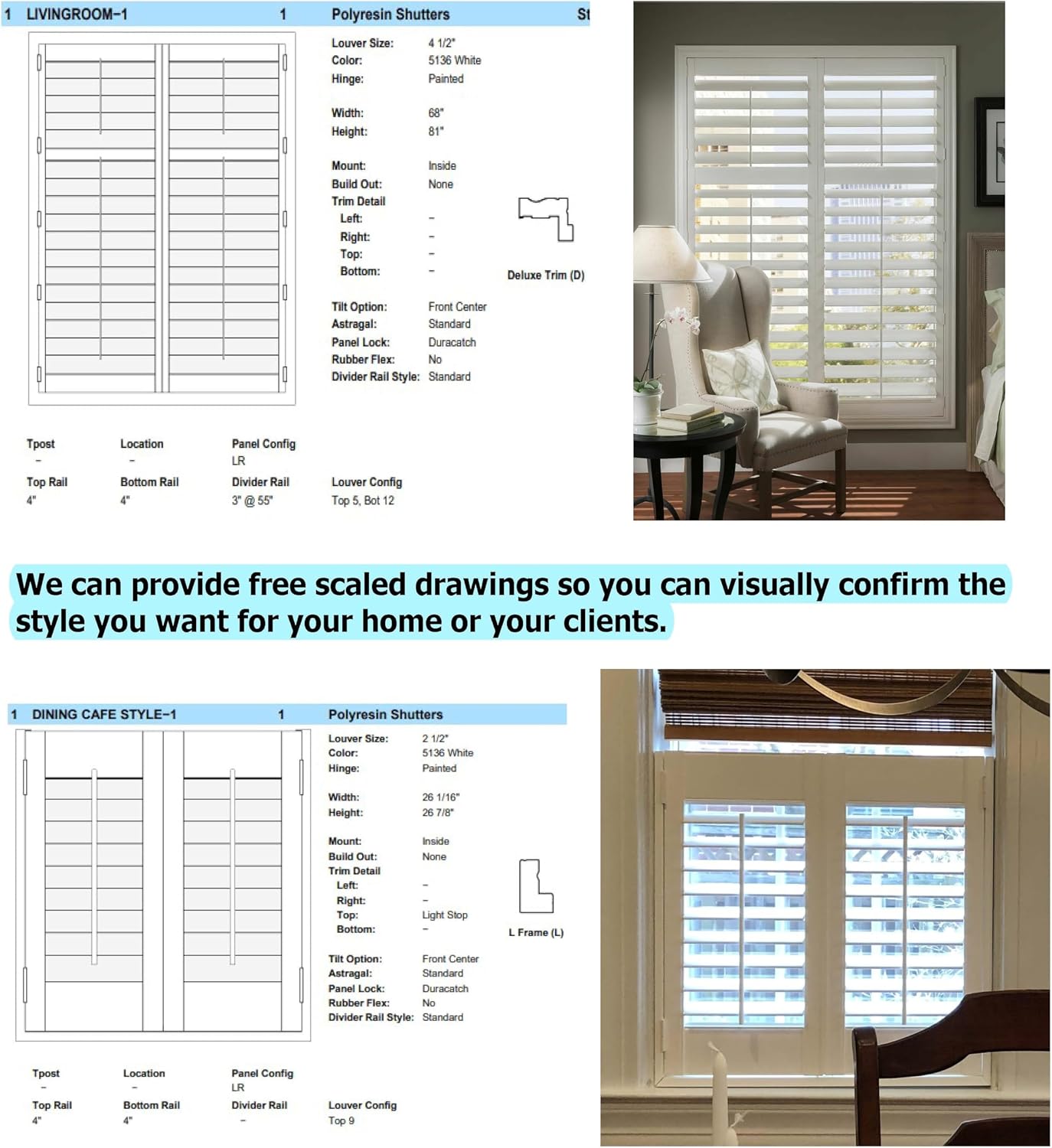 SUNCRAFT SHUTTERS-Plantation Shutters-Interior-Window COVERINGS-Custom Made in 10 Days- DIY Install -Made in North America-Never Needs Painting -25