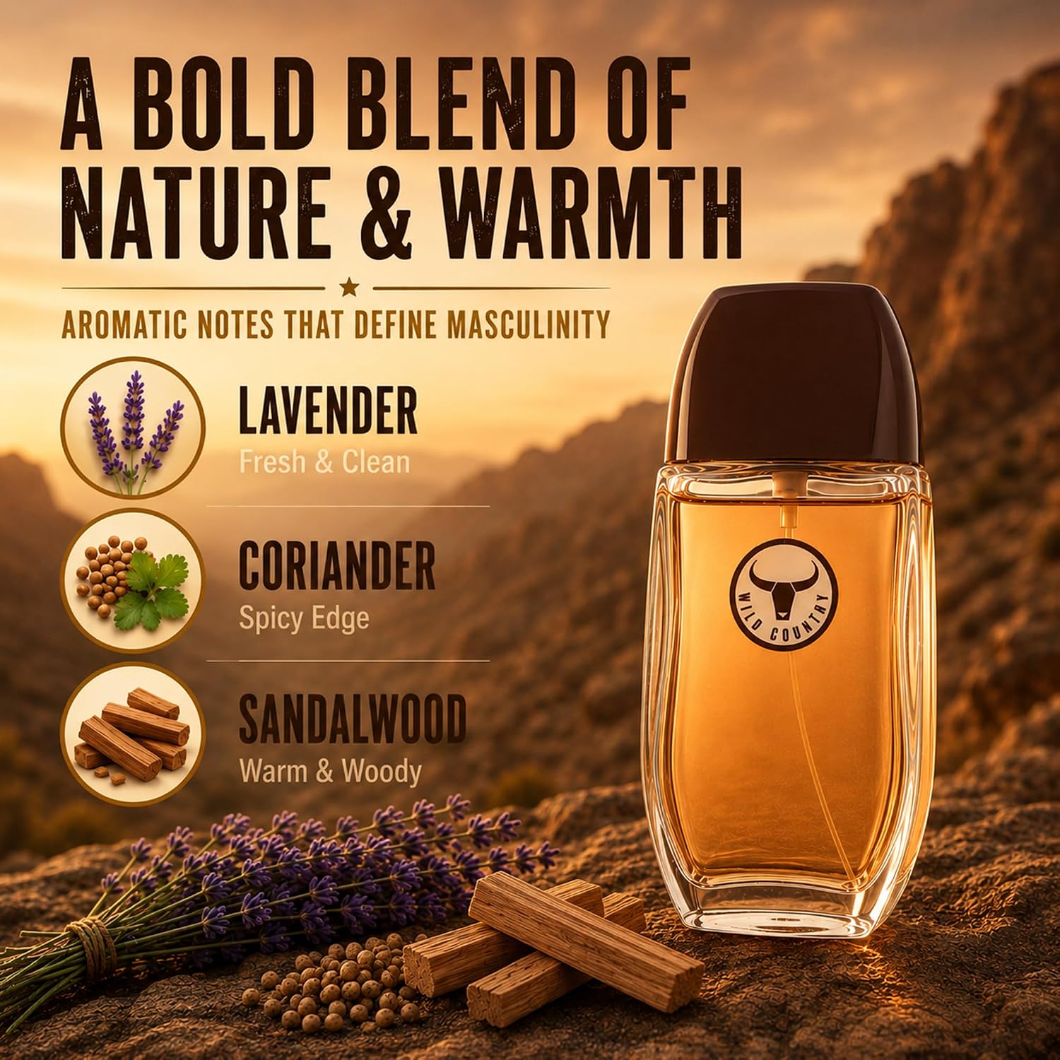 AVON Wild Country Cologne for Men - 3 oz | Long-Lasting Mens Cologne Spray with Lavender & Sandalwood. Bold, Aromatic Men's fragrances & Versatile daily wear body spray