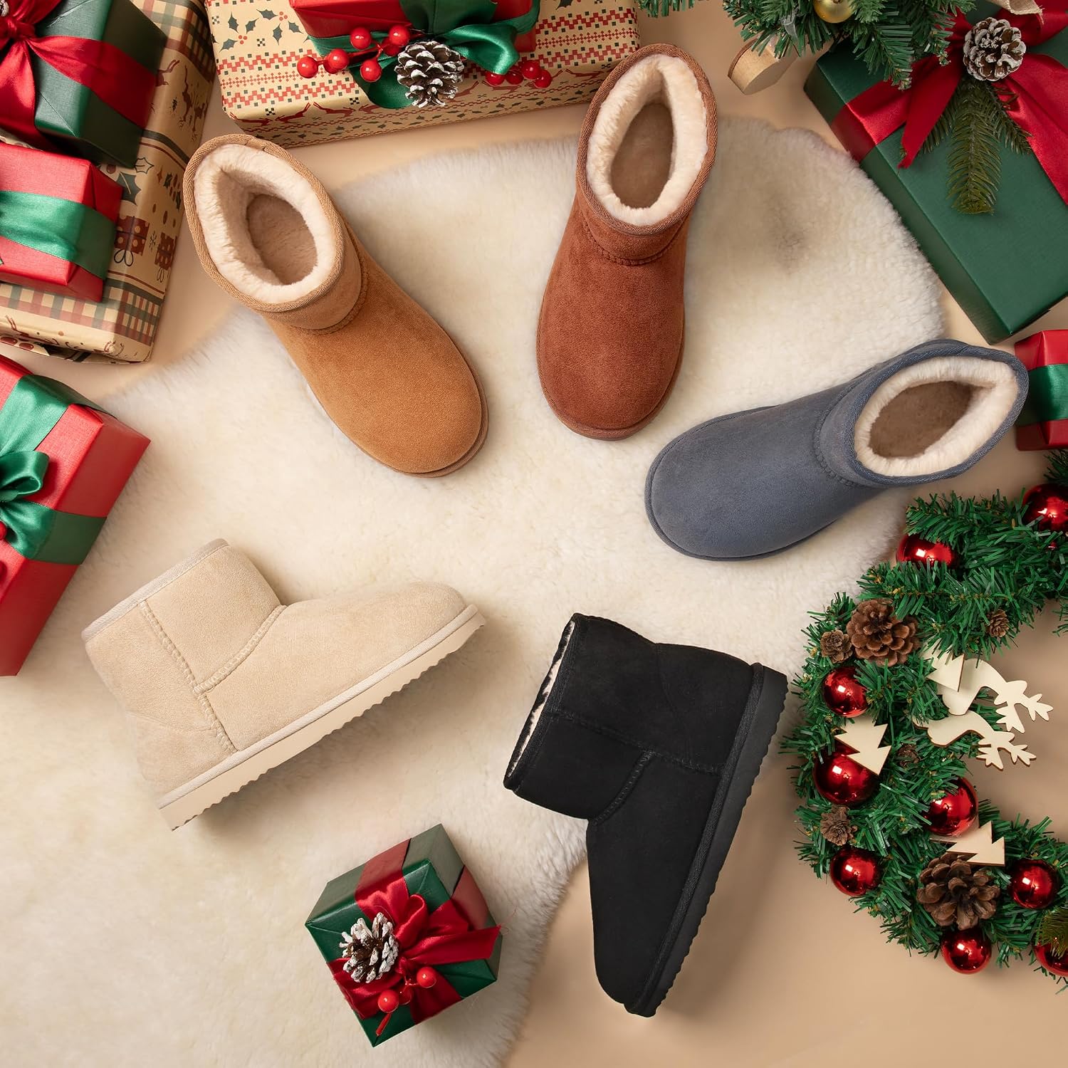Zizor Women's Cozy Short Bootie Slippers, Winter Warm Hard Bottom House Shoes with Fuzzy Lining