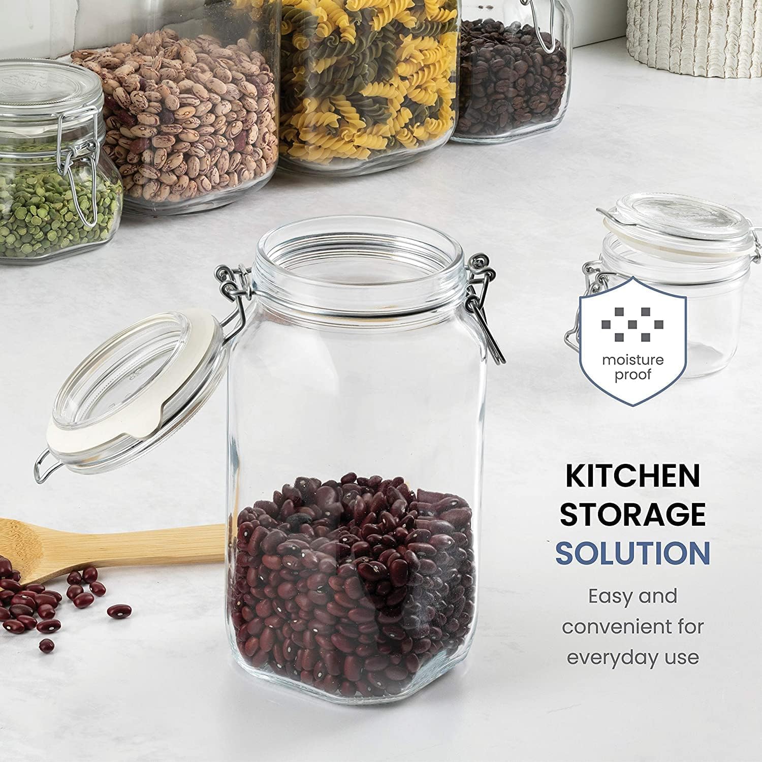 Bormioli Rocco Fido Glass Jar with Airtight Clamp Lid, 67.75 Oz - Clear | Italian Glass Fermentation Jar for Kombucha, Kimchi, Pickles & Sauerkraut