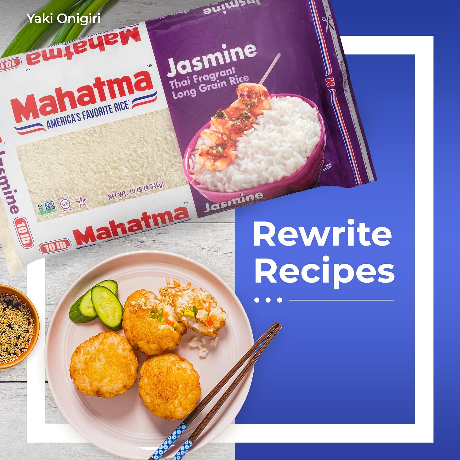Mahatma Jasmine Rice, Fragrant Thai Rice, 5-Pound Bag | Aromatic rice for stovetop or microwave, quick and easy to cook, gluten-free, vegan, kosher, non-GMO, bulk bag