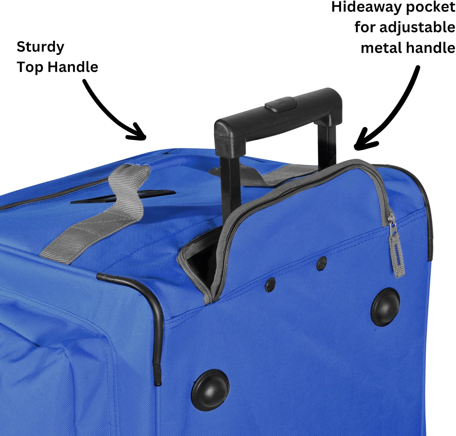 Olympia U.S.A. 33 inch Jumbo Size 8 Pockets Wheeled Rolling Duffel Bag Water Resistant Luggage Lightweight Travel Suitcase with Retractable Handle
