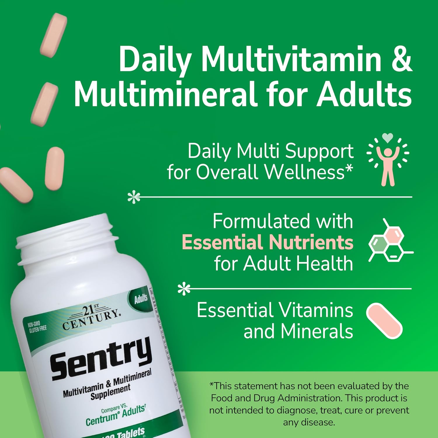 21st Century One Daily Women's 50+ Multivitamin Tablets, 100 Count | Complete Daily Multivitamin, Compare VS. One A Day® Women's 50+, Women Over 50 with Memory, Bone Strength, Everyday Wellness