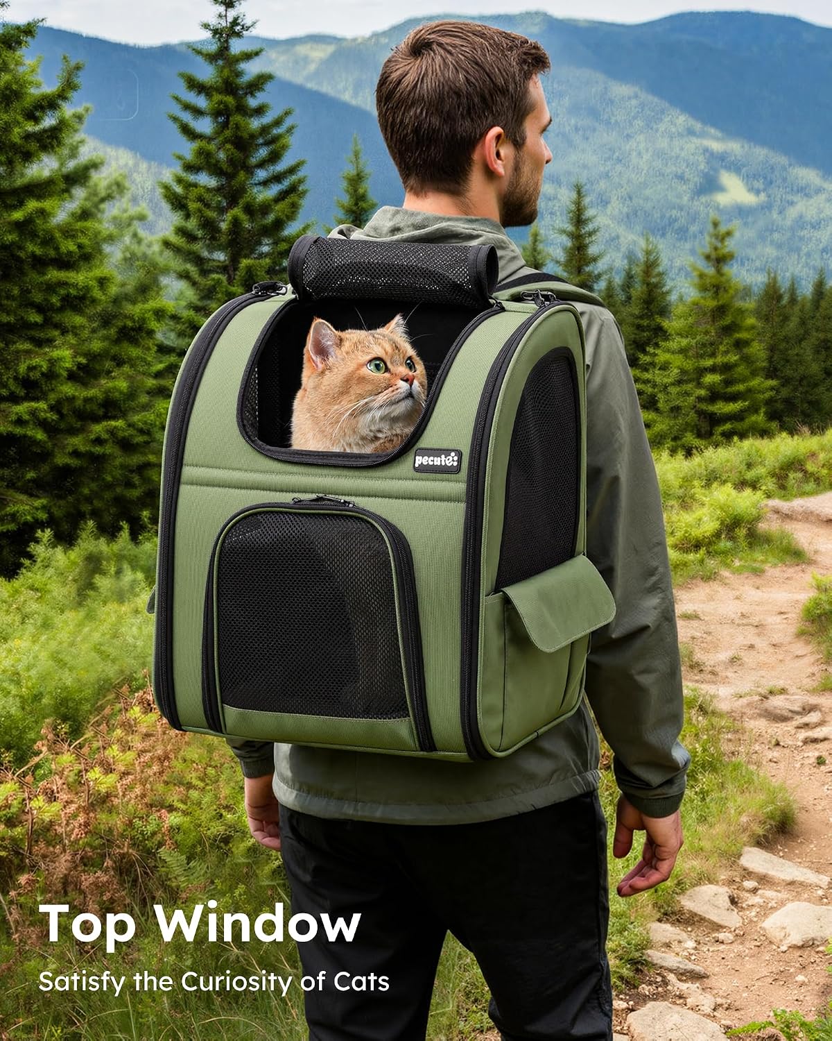 pecute Cat Backpack Expandable, Cat Carrier Backpack with Breathable Window