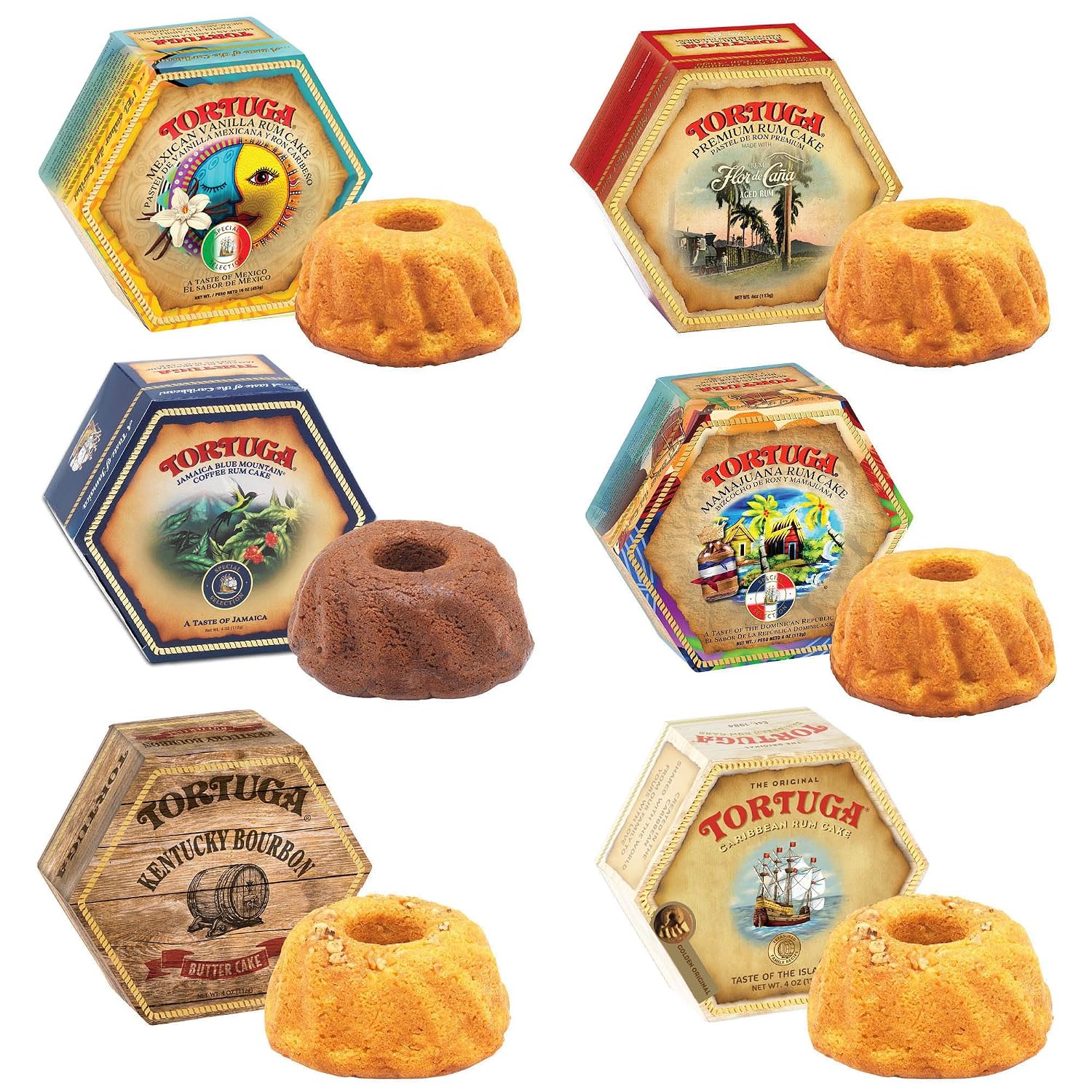TORTUGA Provenance Rum Cake Variety Pack – 4 oz. - 6 Pack - The Perfect Premium Gourmet Gift for Stocking Stuffers, Gift Baskets