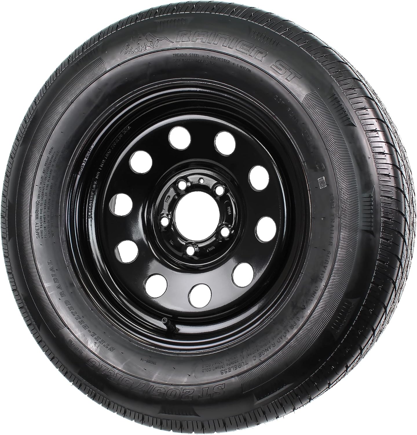 eCustomrim 2-Pack Radial Trailer Tire Rim Assembly ST205/75R15 5 Lug Black