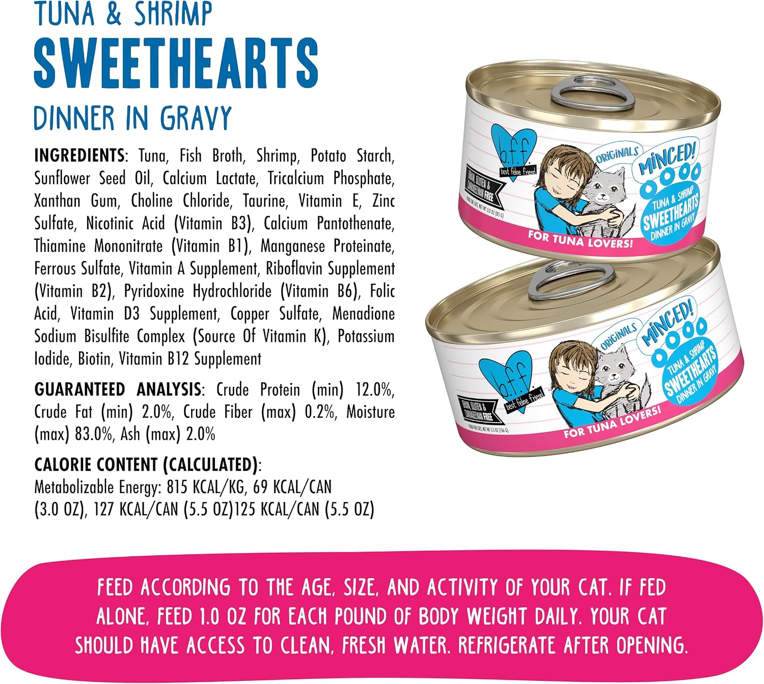 Weruva BFF Minced Natural Wet Cat Food, Batch O Besties Variety Pack, 5.5oz Can, Pack of 8
