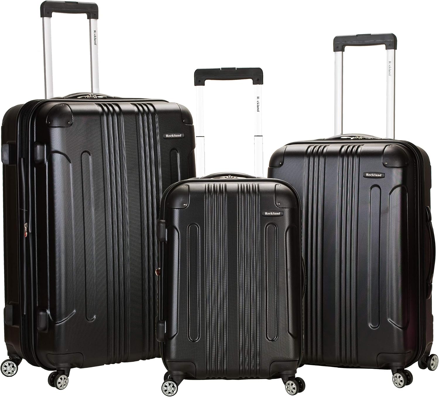 Rockland London Hardside Spinner Wheel Luggage, White, 3-Piece Set (20/24/28)