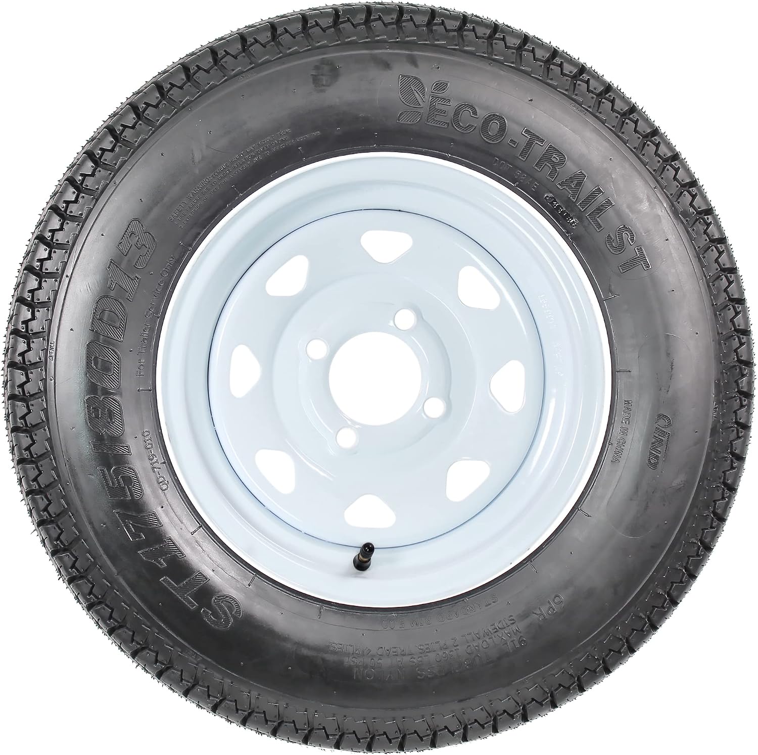 eCustomrim 2-Pack Trailer Tire Rim Assembly ST175/80D13 LRC 4 Lug White | 175/80 D 13 Inch Load Range C 6 Ply Tire