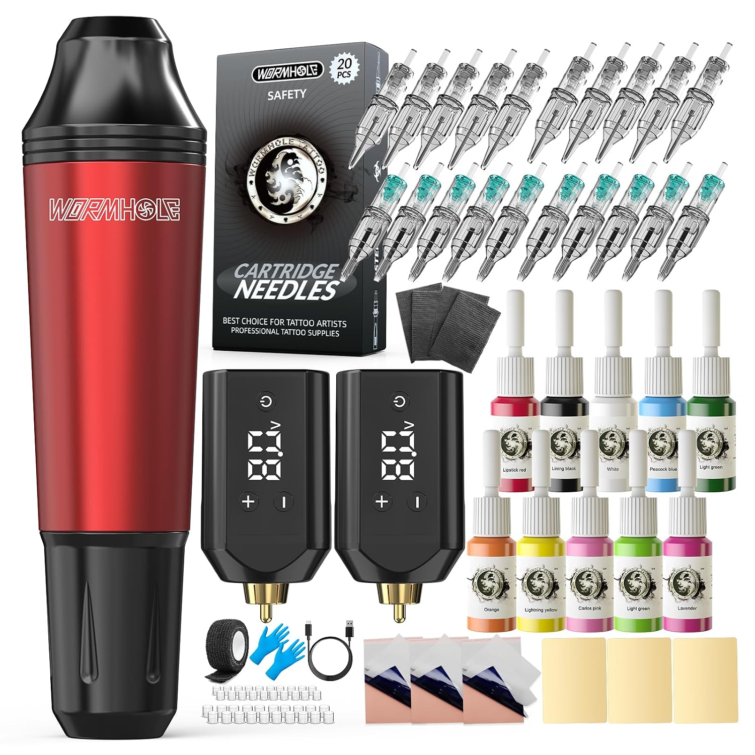 Wormhole Complete Tattoo Kit for Beginners Rotary Pen Machine