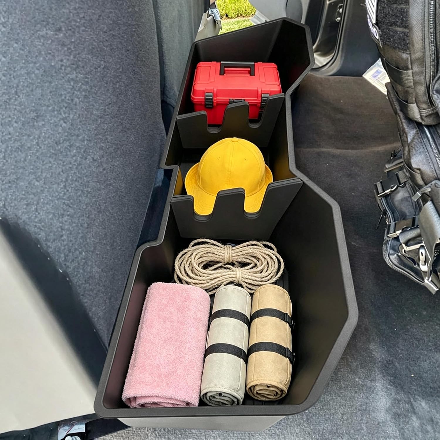 Car Underseat Storage Box Fitment for (2015–2026) F150 SuperCrew/Crew Cab & (2017–2026) F250 F350 F450 F550 Super Duty 4-Door Full-Size Pickups